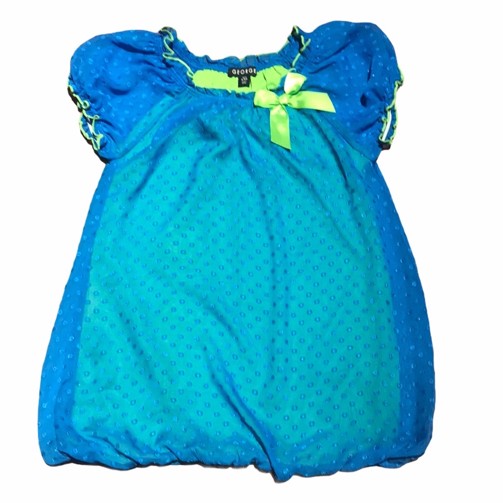 Bright Blue & Green Bubble Dress by George
